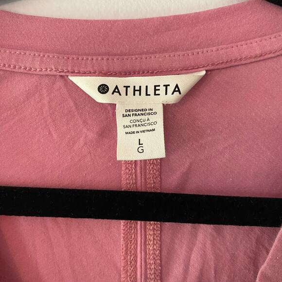 Athleta Women's size Large Outbound Twist Pink V-neck Back Tie Shirt Athleisure - Picture 3 of 10